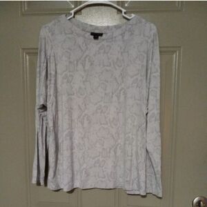J. Jill Shirt Wearever Collection Gray Snake Print Long Sleeve Stretch Size S